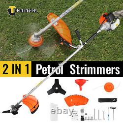 2 IN 1 52cc Petrol Brush Cutter Garden Grass Line Trimmer 2-Stroke Engine 2.5kw