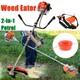 2-in-1 Gas Grass Trimmer Brush Cutter Lawn Mower Edger Tool With 2 Types Blades