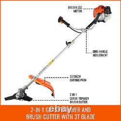 2-in-1 2.5kw Petrol Trimmer Brush Cutter Garden Grass Line 52cc Engine 7000rpm