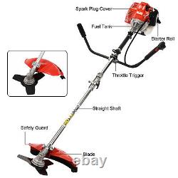2-in-1 Gas Grass Trimmer Brush Cutter Lawn Mower Edger Tool with 2 Types Blades