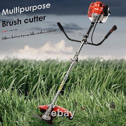 2-in-1 Gas Grass Trimmer Brush Cutter Lawn Mower Edger Tool with 2 Types Blades