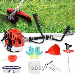 2-in-1 Gas Grass Trimmer Brush Cutter Lawn Mower Edger Tool with 2 Types Blades