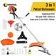3-in-1 52cc Petrol Trimmer Brush Cutter Garden Tool 2-stroke Harness For Lawn Uk