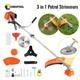 52cc 3 In 1 Hedge Trimmer Multi Tool Petrol Strimmer Brush Cutter Garden 2500w