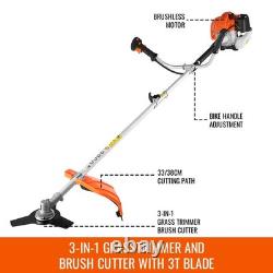 52CC 3in1 Hedge Trimmer Multi Tool Petrol Strimmer Brush Cutter Garden 2500W