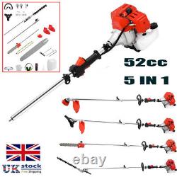 52CC 5 in1 Hedge Trimmer Multi Tool Petrol Strimmer Brush Cutter Garden Chainsaw