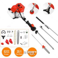 52CC 5 in1 Hedge Trimmer Multi Tool Petrol Strimmer Brush Cutter Garden Chainsaw