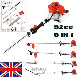 52CC 5 in1 Hedge Trimmer Multi Tool Petrol Strimmer Brush Cutter Garden Chainsaw