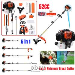 52CC 5 in1 Hedge Trimmer Multi Tool Petrol Strimmer Brush Cutter Garden Chainsaw