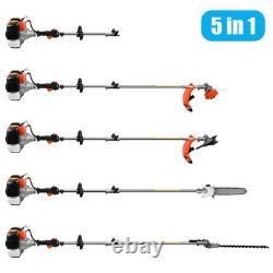 52CC 5 in1 Hedge Trimmer Multi Tool Petrol Strimmer Brush Cutter Garden Chainsaw