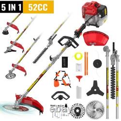 52CC 5 in 1 Hedge Trimmer Multi Tool Petrol Strimmer Brush Cutter Garden 2500W