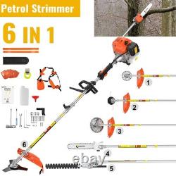 52CC 6-in-1 Petrol Grass Strimmer Multi Tool Brush Cutter Chainsaw Hedge Trimmer