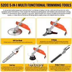 52CC Multi Function Garden Tool 5-in-1 Petrol Strimmer Brush Cutter Chainsaw UK