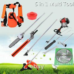 52CC Petrol Garden MULTI TOOL 5 in 1 Grass & Hedge Trimmer Strimmer Pole saw