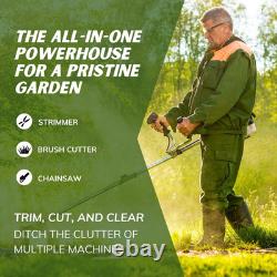 52Cc 3-In-1 Multi-Function Garden Tool Powerful Petrol Strimmer, Brush Cutter