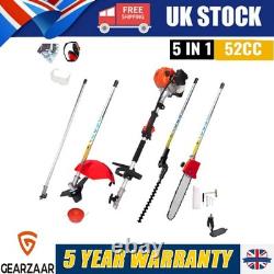 52 CC 5 in 1 Hedge Trimmer Multi Tools Petrol Strimmer BrushCutter, Chainsaw