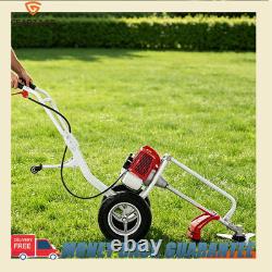 52cc 2-Stroke Wheeled Petrol Brush Strimmer Grass Weed Trimmer Cutter -Trolley