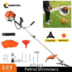52cc 2-in-1 Petrol Grass Trimmer Strimmer 7000rpm Garden Cutter Grass Line Tool