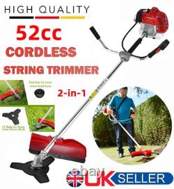52cc 2in1 Petrol Strimmer grass line trimmer weed Brush Cutter Garden Tool UK