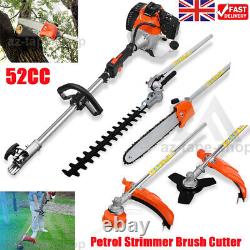 52cc 4-in-1 Hedge Trimmer Tool Petrol Strimmer Brush Cutter Garden Chainsaw Kit
