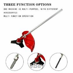 52cc 5 in 1 Garden Multi Tool Strimmer Petrol Hedge Trimmer Chainsaw Brushcutter