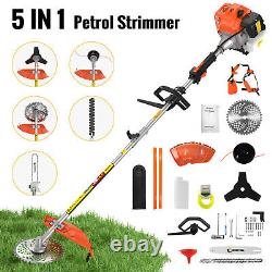 52cc 5-in-1 Hedge Trimmer Tool Petrol Strimmer Brush Cutter Garden Chainsaw Tool