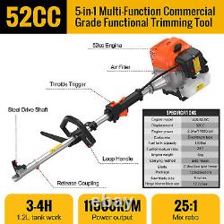 52cc 5-in-1 Hedge Trimmer Tool Petrol Strimmer Brush Cutter Garden Chainsaw Tool