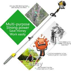 52cc 5-in-1 Long Reach Petrol Brush Cutter Trimmer Multi Functional Garden Tool