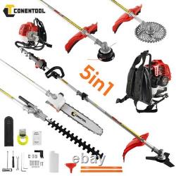 52cc 5-in-1 Petrol Strimmer Brush Cutter Garden Grass Line Trimmer 3T Cutter New