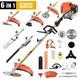 52cc 6 In 1 Petrol Grass Strimmer Hedge Trimmer Brush Cutter Multi Garden Tool