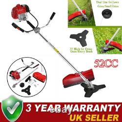 52cc Grass Strimmer Trimmer Brush Cutter 2in1 Petrol Garden 3 Year Warranty