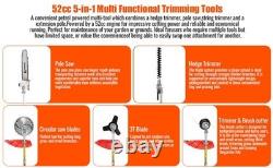 52cc Multi Function 5 in 1 Garden Tool Brush Cutter, Grass Trimmer, Chainsaw