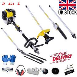 52cc Multi Function Garden Tool BrushCutter Grass Trimmer Chainsaw Hedge 5 in 1