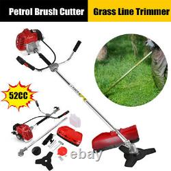 52cc Petrol 2IN1 Grass Strimmer Brush Cutter Trimmer Cutting Garden Tool UK