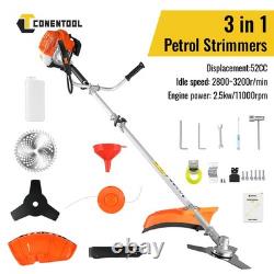 52cc Petrol Brush Cutter Grass Strimmer 3-in-1 Garden Trimmer with Blade 2Stroke