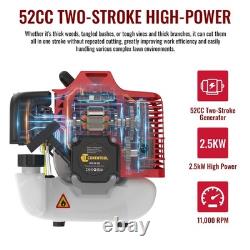 52cc Petrol Brushcutter & Grass Trimmer 5-in-1 Garden Tool with Shoulder Harness