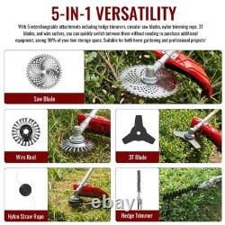 52cc Petrol Brushcutter & Grass Trimmer 5-in-1 Garden Tool with Shoulder Harness