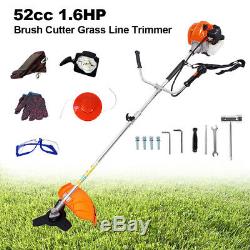 52cc Petrol Garden Brush Cutter Grass Trimmer Powerful Cutter Orange 1.25KW UK