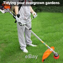 52cc Petrol Garden Brush Cutter Grass Trimmer Powerful Cutter Orange 1.25KW UK