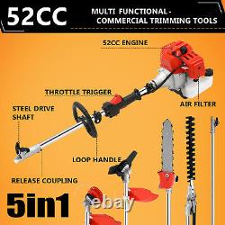 52cc Petrol Garden Brushcutter Strimmer Grass 5 in 1 Heavy Duty Trimmer Weed 2HP