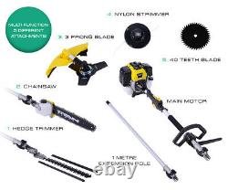 52cc Petrol Hedge Trimmer Chainsaw Multi Tool Garden Brush Cutter 5 In 1 UK