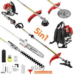 52cc Petrol Strimmer 2-Stroke Garden 5-IN-1 Brush Cutter Grass Strimmer Backpack
