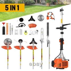 52cc Petrol Strimmer Brush Cutter 5-in-1 Garden Grass Line Trimmer 2-Stroke Tool