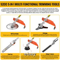 52cc Petrol Strimmer Brush Cutter 5 in 1 Garden Grass Line Trimmer 2-Stroke Tool