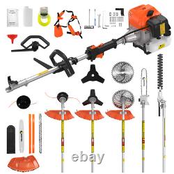 52cc Petrol Strimmer Brush Cutter 5 in 1 Garden Grass Line Trimmer 2-Stroke Tool