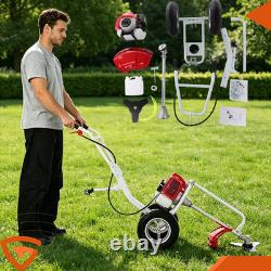 52cc Petrol Wheeled Brush Cutter 2-Stroke Grass Heavy Duty Red Handles Trolley