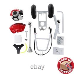 52cc Petrol Wheeled Brush Cutter 2 in 1 Handles New Split Shaft Trimmer 7500rpm