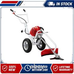 52cc Petrol Wheeled Brush Cutter Trimmer Heavy Duty Red Split Shaft 2 in 1 2.2KW