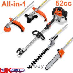 52cc all-in-1 Hedge Trimmer Petrol Strimmer Brush Cutter Garden Chainsaw Tool UK