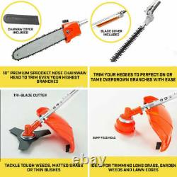 5 In 1 Garden Grass Hedge Trimmer Set Petrol Strimmer Chainsaw Brush Cutter 52cc